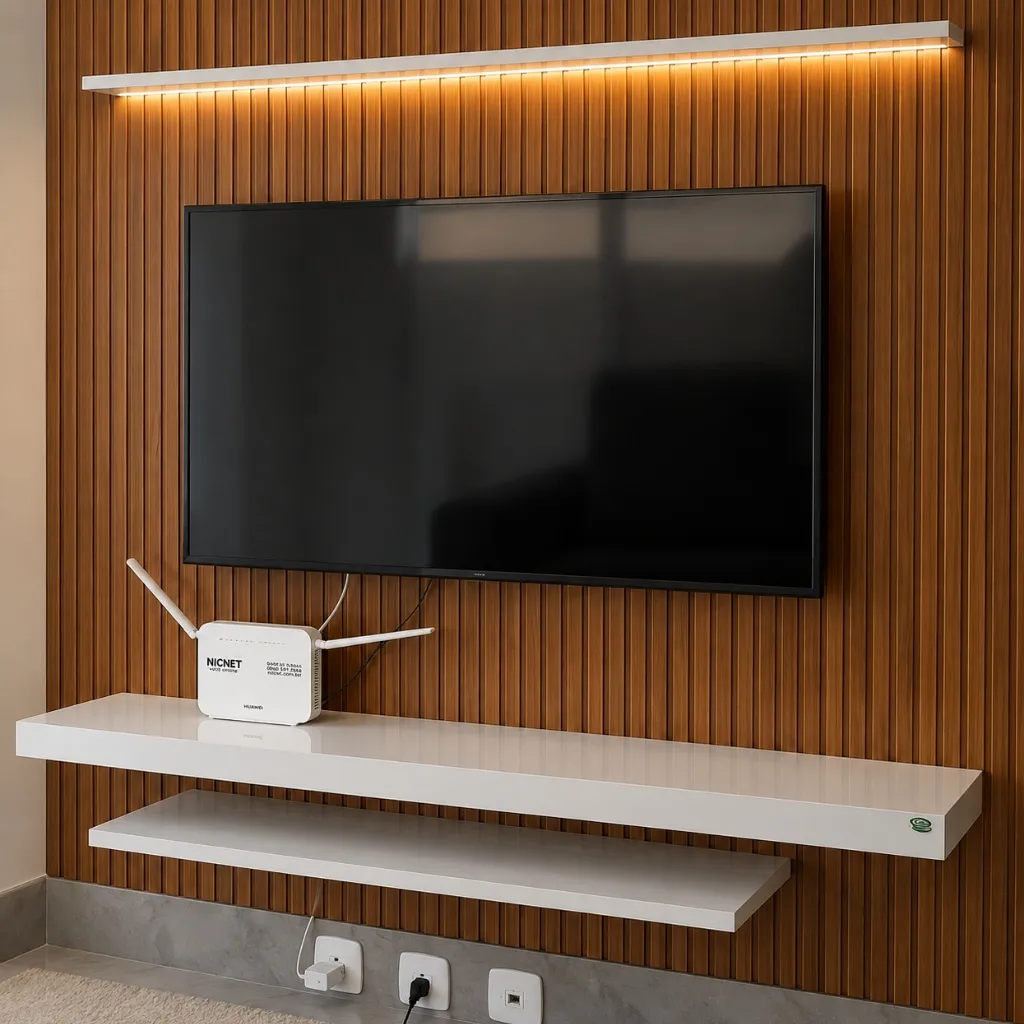 Montagem de Painel Ripado com LED